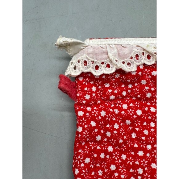 Vintage handmade Quilted Red Christmas Stocking Lace Trim snowflakes 10.5" READ - Picture 4 of 6